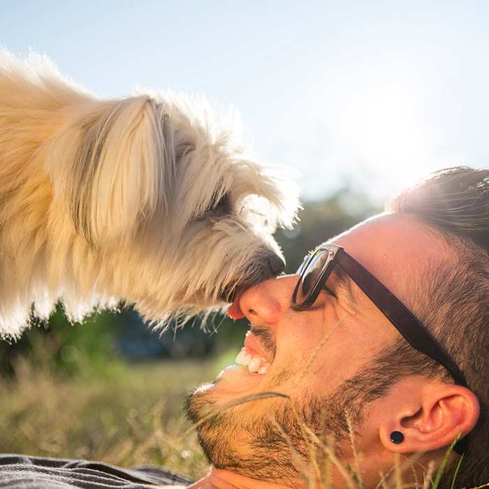 guy-lying-in-park-dog-licking-his-face