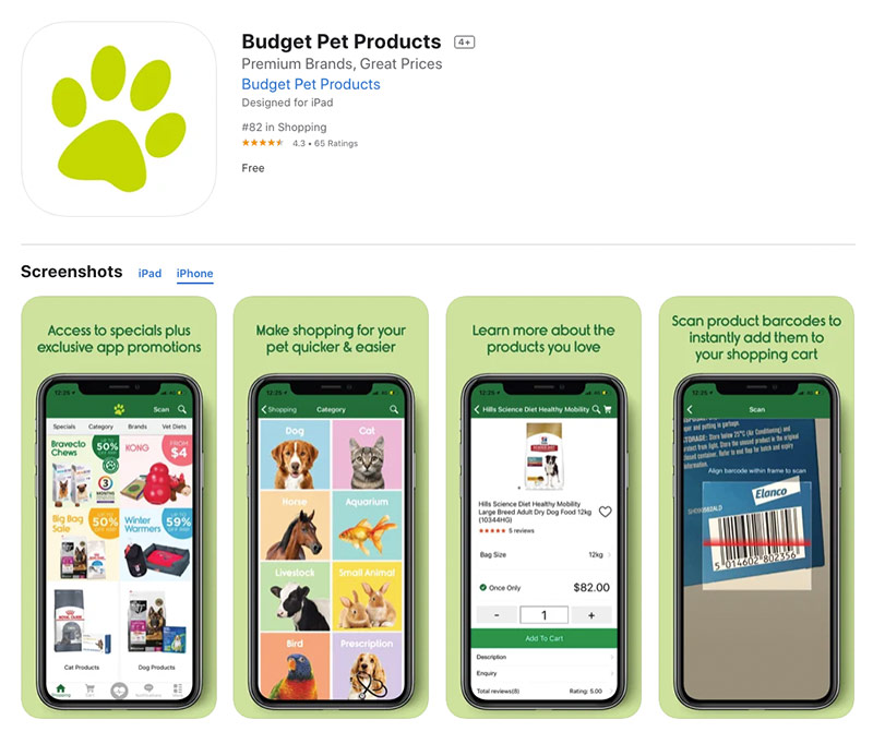 budget pet products app