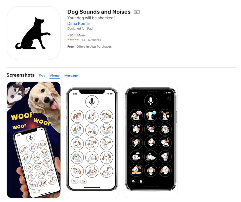 dogs sounds and noises app