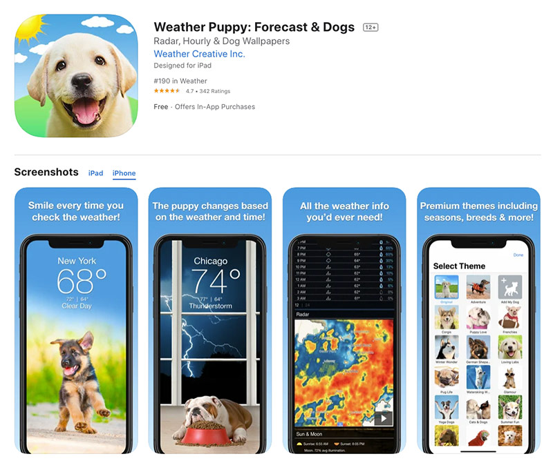 weather puppy app