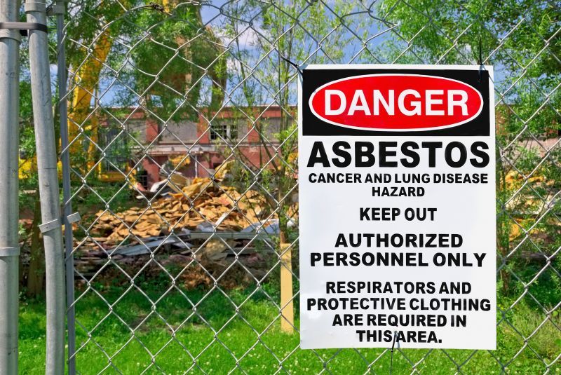 Posted Asbestos warning sign on a Fence